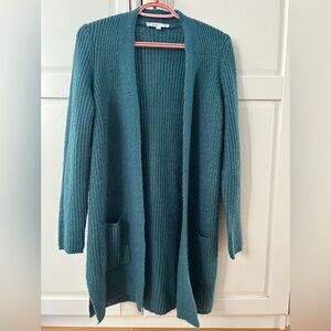 Cleo Teal Knit Open Cardigan